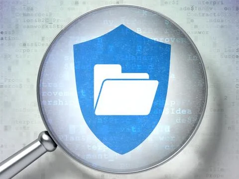 Business concept: Folder With Shield with optical glass on digital background Stockillustratie