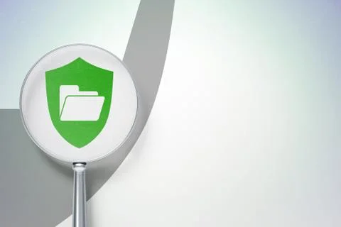 Business concept:  Folder With Shield with optical glass on digital background Stockillustratie