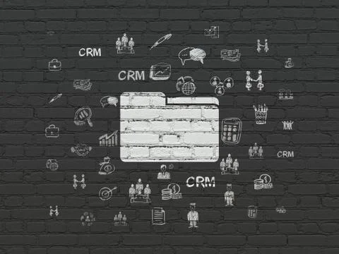 Business concept: Folder on wall background Stock Illustration