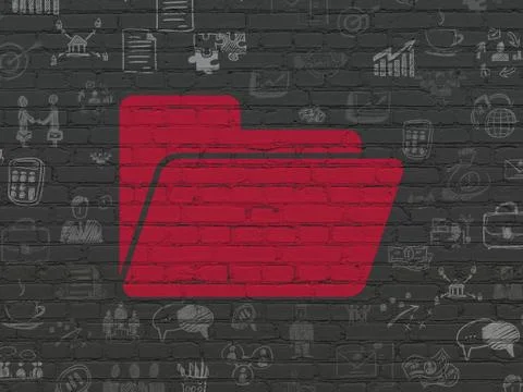 Business concept: Folder on wall background Stock Illustration