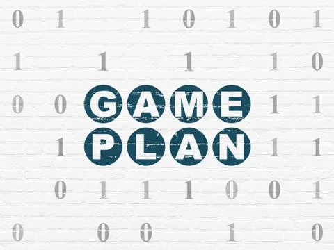 Business concept: Game Plan on wall background Ilustração Stock