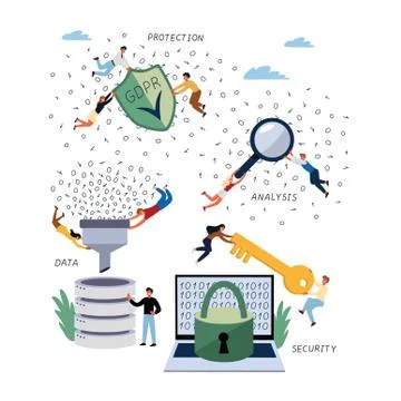 Business Concept of GDPR, Data and Database, General, Protection, Regulationand Illustrazione stock