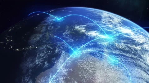 Business Concept - Global Earth Network - Blue Stock Footage
