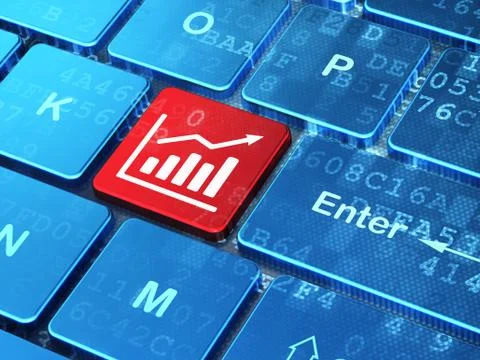 Business concept: Growth Graph on computer keyboard background Stockillustratie