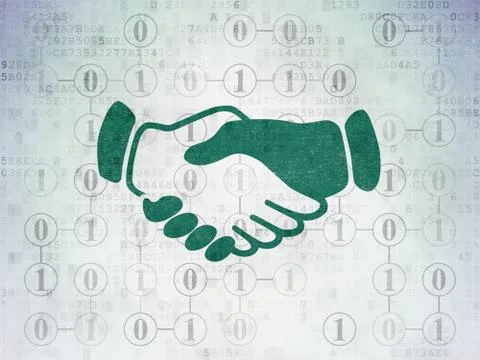 Business concept: Handshake on Digital Data Paper background Stock-Illustration