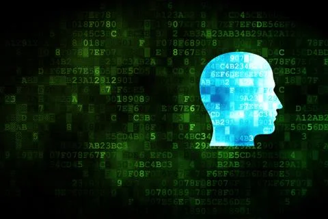Business concept: Head on digital background 스톡 일러스트