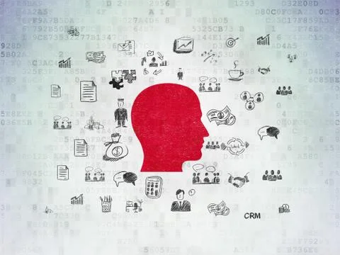 Business concept: Head on Digital Data Paper background Иллюстрация