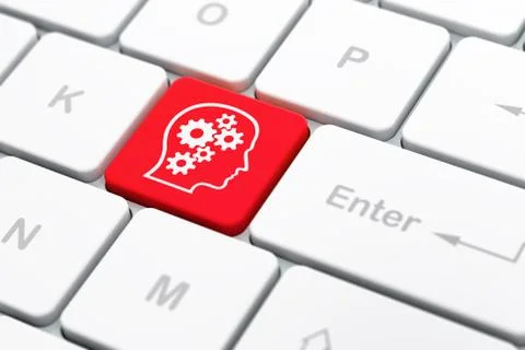 Business concept: Head With Gears on computer keyboard backgroun Stock Illustration