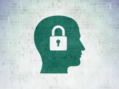 Business concept: Head With Padlock on Digital Data Paper background 스톡 일러스트