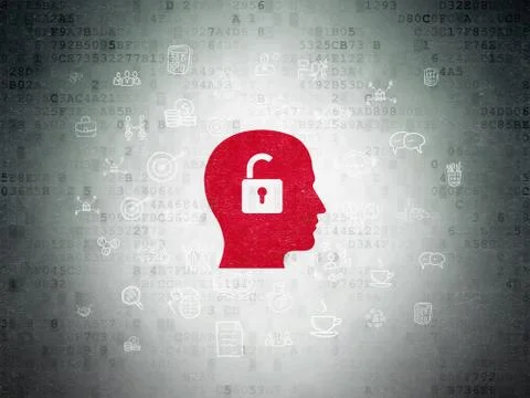 Business concept: Head With Padlock on Digital Data Paper background Stock Illustration