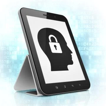 Business concept: Head With Padlock on tablet pc computer Ilustração Stock