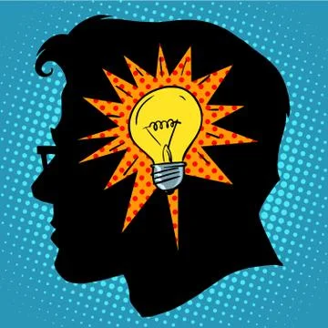 Business concept idea light bulb head Stock Illustration