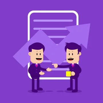 Business concept illustration. Discussion between two male workers Stock Illustration