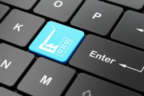 Business concept: Industry Building on computer keyboard background Ilustración de archivo