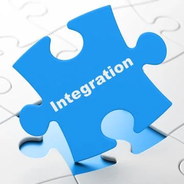 Business concept: Integration on puzzle background Stock Illustration