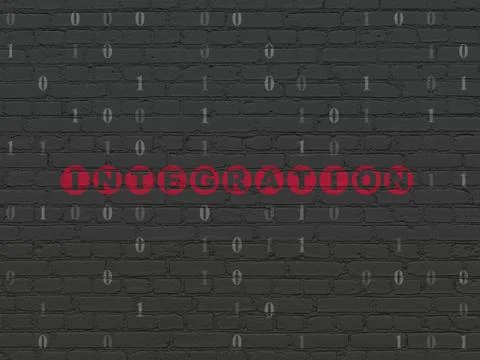 Business concept: Integration on wall background Stock Illustration