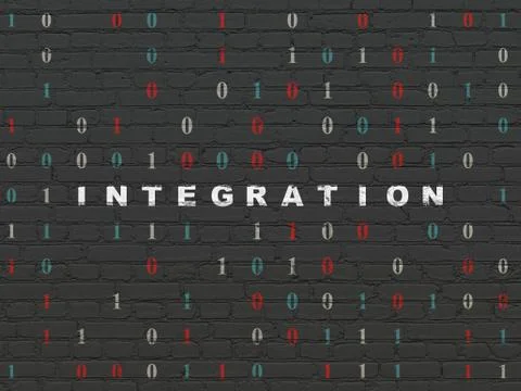 Business concept: Integration on wall background Stock Illustration