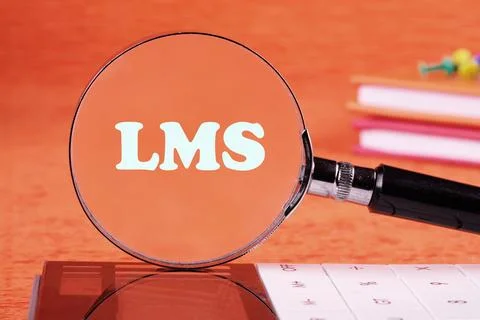 Business concept. Learning Management System LMS word through a magnifying gl 写真素材