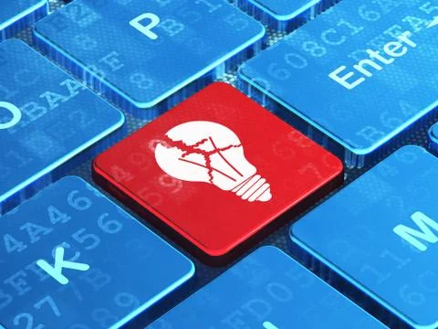 Business concept: Light Bulb on computer keyboard background 스톡 일러스트