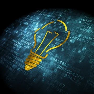 Business concept: Light Bulb on digital background Illustrazione stock