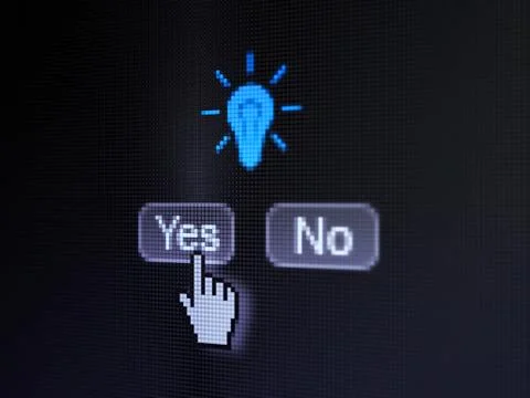 Business concept: Light Bulb on digital computer screen Illustrazione stock