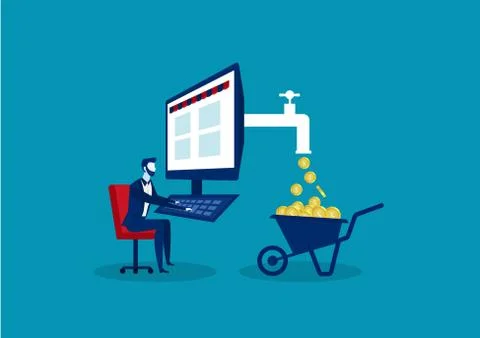 Business concept for making profit using internet like freelancing , Stock Illustration