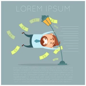 Business concept with man and a wind of money2 Stock Illustration