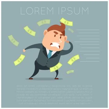Business concept with man and a wind of money Stock Illustration