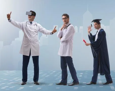 Business concept with man progressing through stages Stock Photos