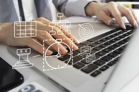Business concept of managing work schedule and management structure of busi.. Stock Photos