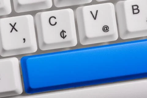 Business concept with notes and pc keyboard. Colourfull pc mockup keyboard with Stock Photos