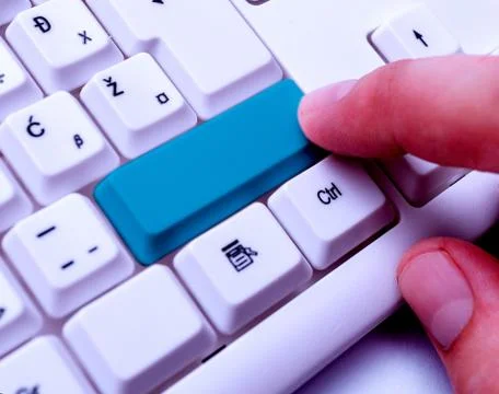 Business Concept With Notes And Pc Keyboard. Colourfull Pc Mock Up Keyboard With Stock Photos