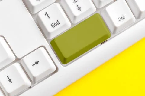 Business Concept With Notes And Pc Keyboard. Colourfull Pc Mock Up Keyboard With Stock Photos