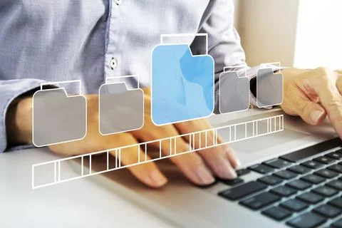 Business concept of opening document files and selecting, organizing and se.. Stock Photos