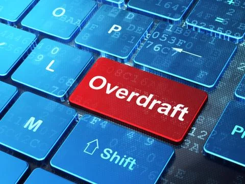 Business concept: Overdraft on computer keyboard background 스톡 일러스트