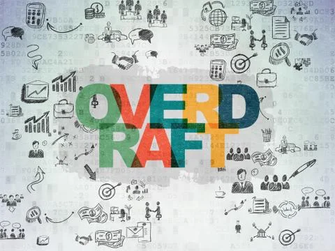 Business concept: Overdraft on Digital Paper background Illustrazione stock