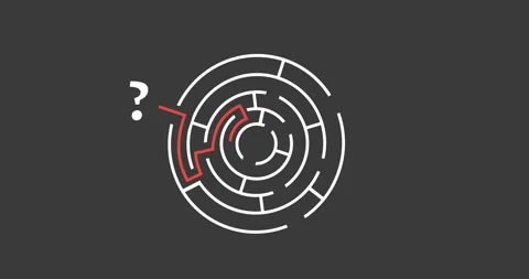 Business concept. Pathway from problem to solution across labyrinth. Question Stock Footage 248539063