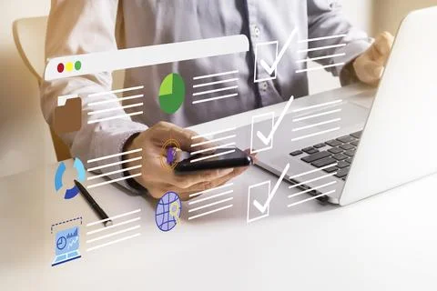 Business concept of planning work schedule, scheduling day and time for app.. Photos
