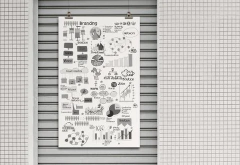 Business concept on poster with composition wall with steel frame background Stock-Illustration