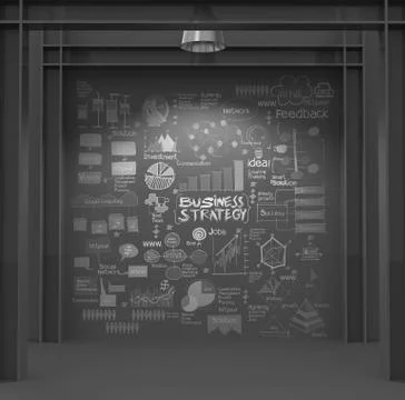 Business concept on poster with composition wall with steel frame background Stock Illustration