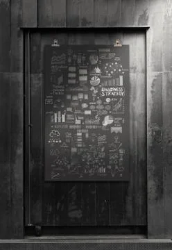 Business concept on poster with composition wall with steel frame background Stock-Illustration