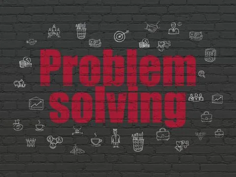 Business concept: Problem Solving on wall background Illustrazione stock