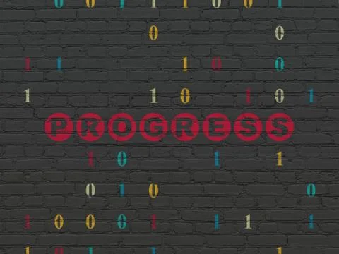 Business concept: Progress on wall background 스톡 일러스트
