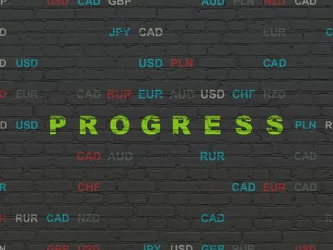Business concept: Progress on wall background 스톡 일러스트