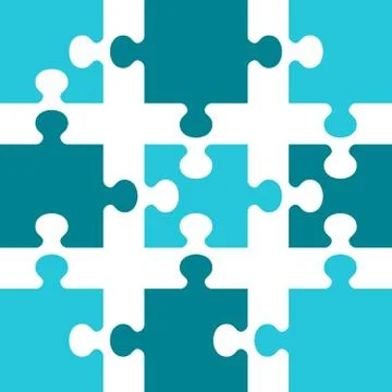 Business concept puzzles. Flat vector cartoon illustration. Illustrazione stock