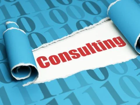 Business concept: red text Consulting under the piece of  torn paper 스톡 일러스트