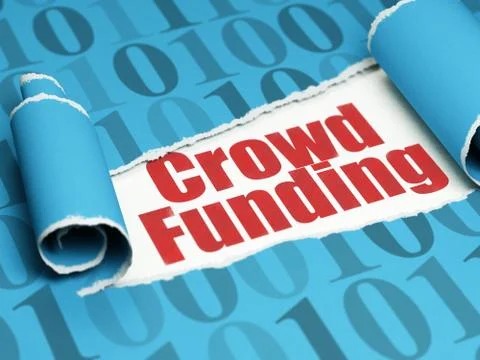 Business concept: red text Crowd Funding under the piece of  torn paper 스톡 일러스트