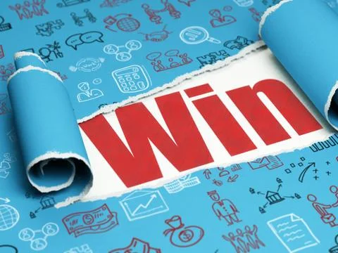 Business concept: red text Win under the piece of  torn paper Stockillustratie