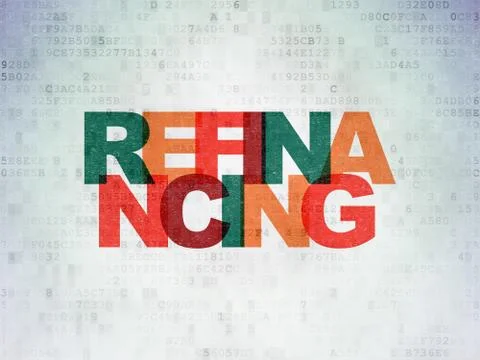 Business concept: Refinancing on Digital Data Paper background Ilustração Stock