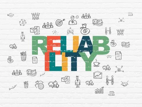 Business concept: Reliability on wall background Stock Illustration